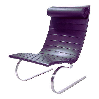Modern low-profile lounge chair with woven wicker seat