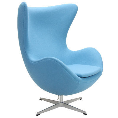 Modern curved egg-shape swivel lounge chair, blue