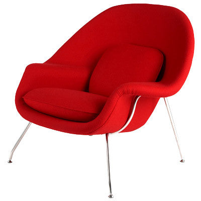 Modern curved pod lounge chair, red