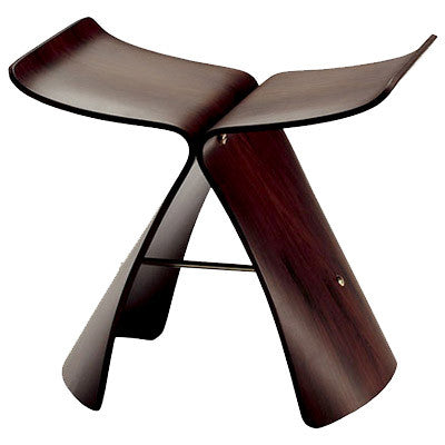 Modern curved wood bentwood accent stool