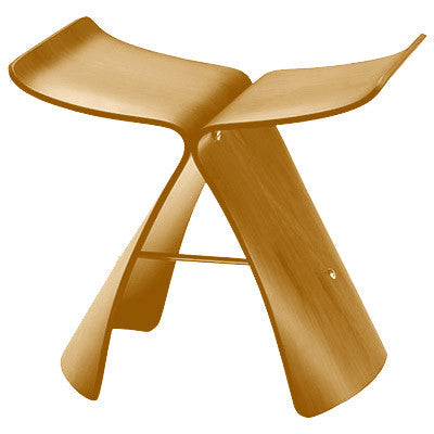 Modern curved wood bentwood accent stool