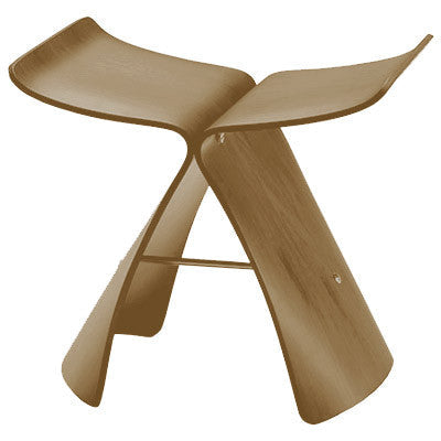Modern curved wood bentwood accent stool