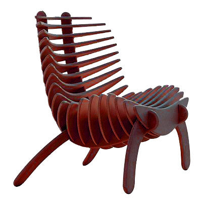 Modern curved wood dining chair with Y-back design