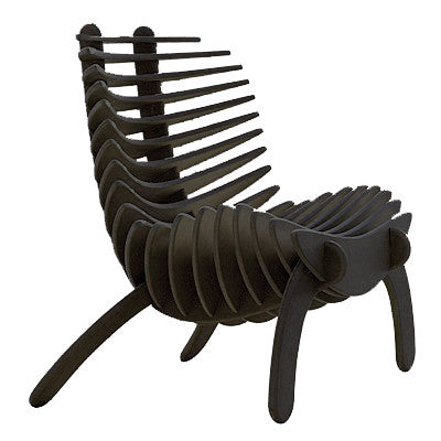 Modern curved wood dining chair with Y-back design