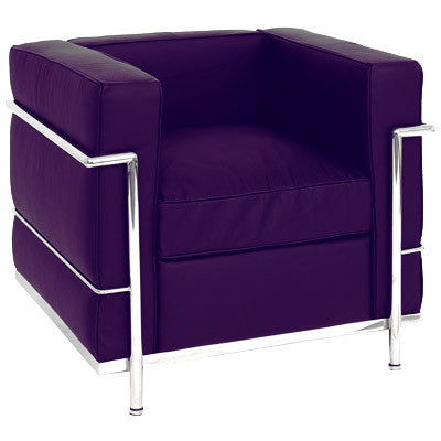 Modern tufted leather cushion armchair with chrome frame