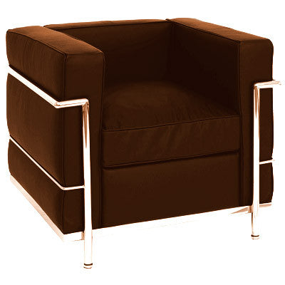 Modern tufted leather cushion armchair with chrome frame